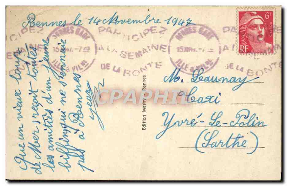 CPA Rennes Entree Du Quartier Marechal Foch Militaria — Rückseite