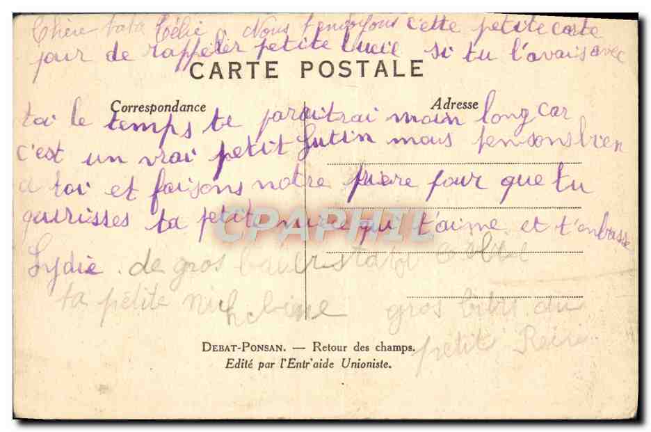 CPA Debat Ponsan Retour Des Champs — Rückseite