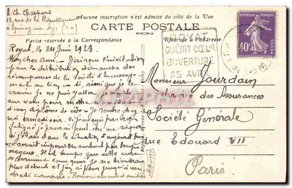 CPA Royat Les Bains Le Paradis Vu De I'Eglise Fortifiee — Reverso