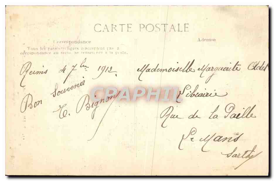 CPA Reims La Cathedrale Portail Nord — Rückseite