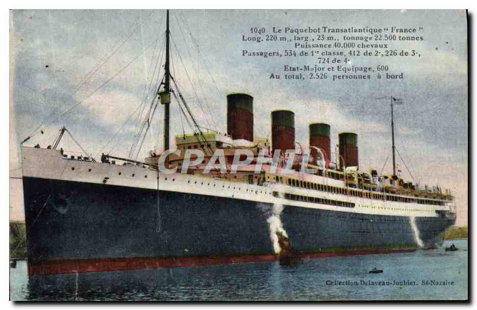 Le Paquebot Transatlantique "France" — Collection Delaveau-Joublier, St-Nazaire