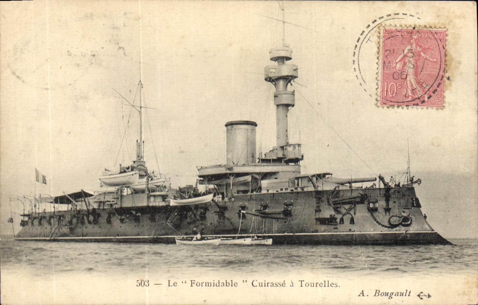 Le "Formidable" Cuirassé à Tourelles — A. Bougault n°503 - Anverso