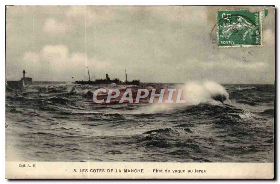 CPA Les Cotes De La Manche Effet de Vague au Large