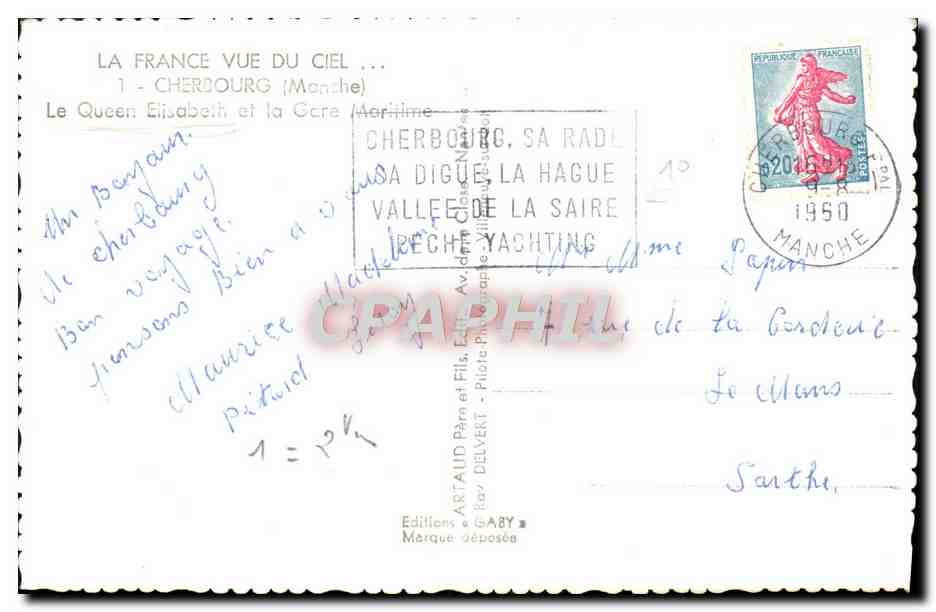 Le Queen Elizabeth et la Grace Kelly — Cherbou rg, Manche — Éditions GABY — Verso