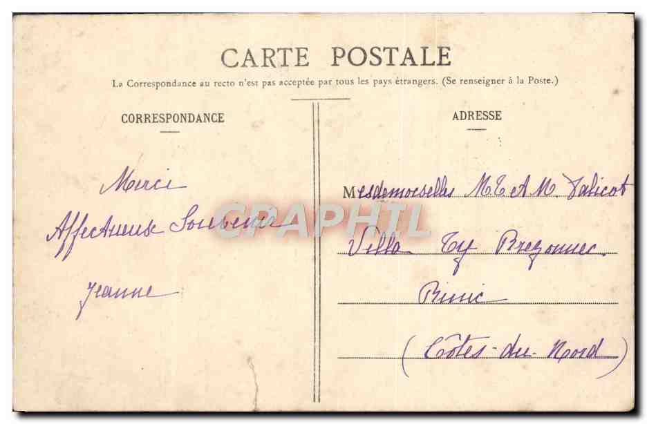 CPA Le Contre Torpilleur Bombarde — Verso