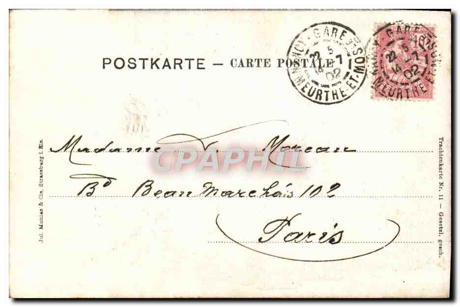 CPA Elsasser und Lothringer Alsaciens et Lorrains Folklore — Verso