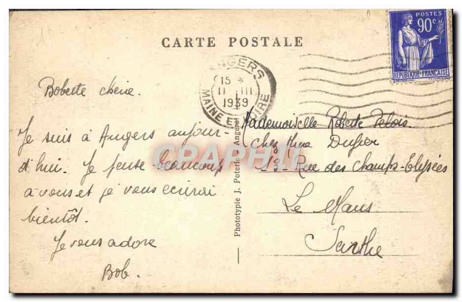 CPA Angers Vue Generale du Mail et le Palais de justice — Rückseite