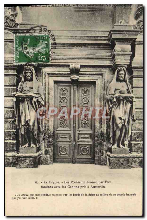 CPA Paris Hotel des Invalides Tombeau de Napoleon La crypte Les portes de bronze par Etex fondues 