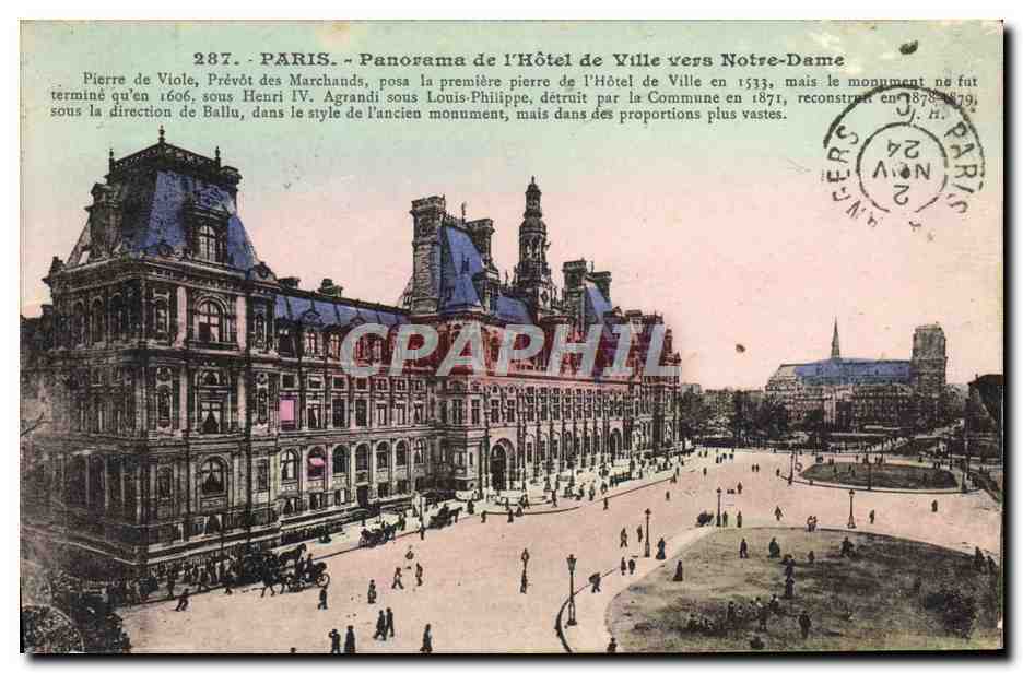 CPA Paris Panorama de L'Hotel de Ville Vers Notre Dame