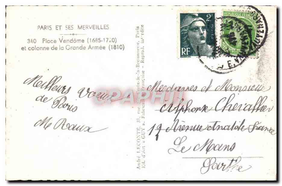 CPM Paris Et Ses Merveilles Place Vendome et colonne de la Grande Armee — Rückseite