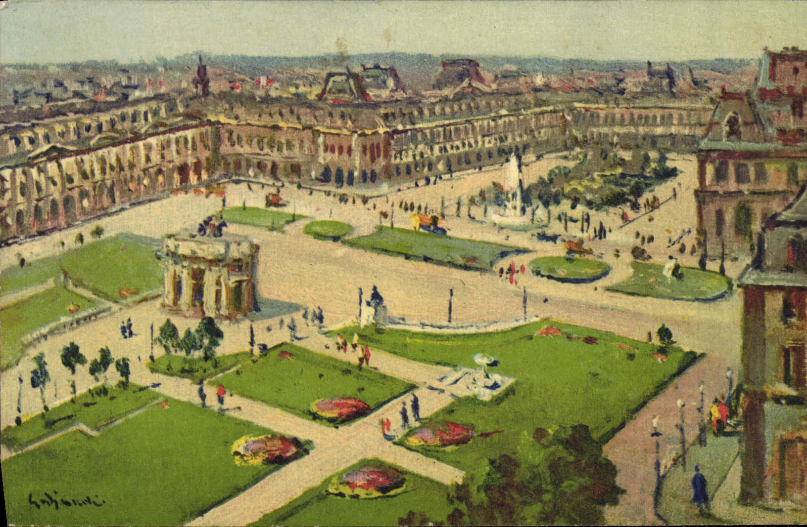CPA Paris Le Louvre Place du Carrousel
