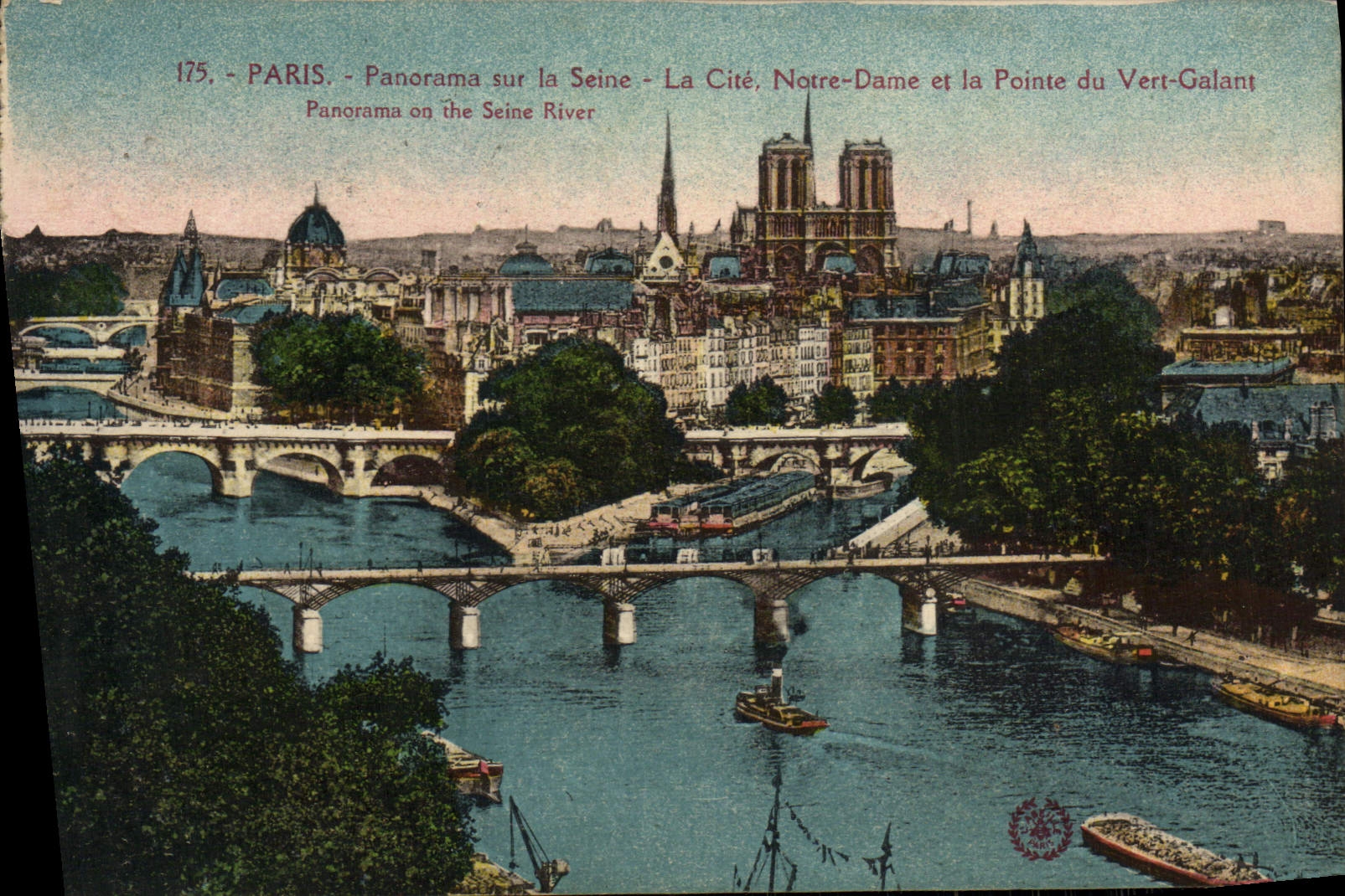 CPA Paris Panorama Dur la Seine La Cite Notre Dame et la Pointe du Vert Galant