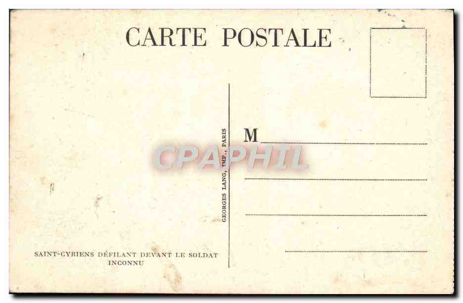 CPA Saint Cyriens Defilant devant Le Soldat inconnu Paris — Rückseite