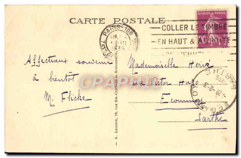 CPA Paris Musee de Cluny La Porte d'Entree — Rückseite