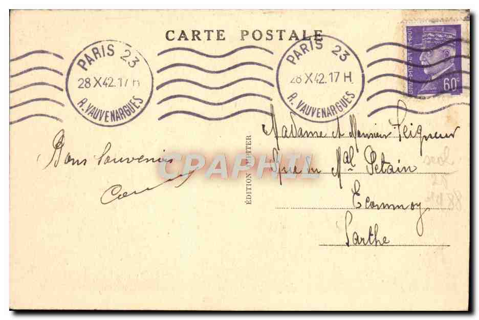 CPA Paris Conciergerie — Rückseite