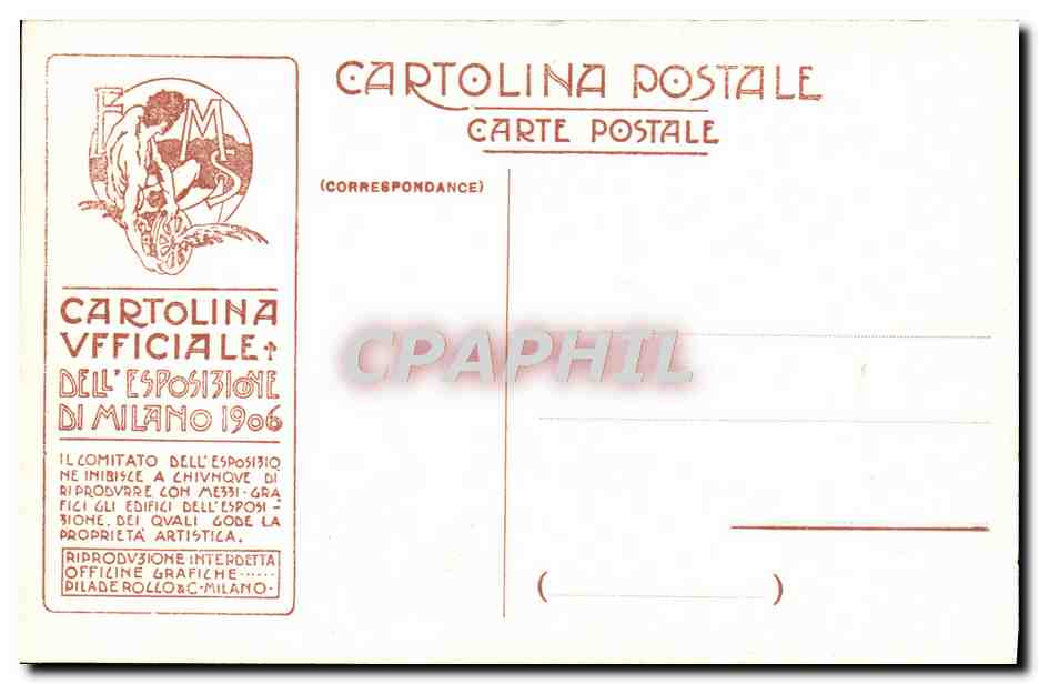 CPA Milano Esposizione D1906 Entrata principale  — Rückseite