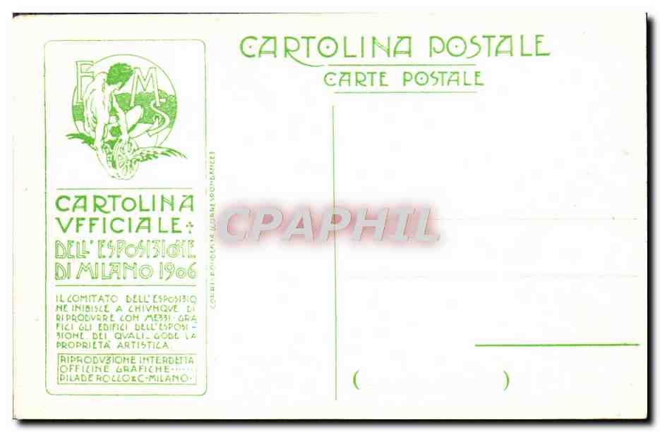 CPA Milano 1906 Pulvinare Arena Lion — Rückseite