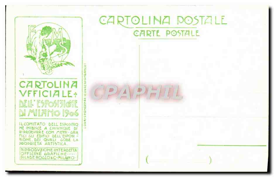 CPA Milano 1906 Padiglione citta del Milano — Rückseite