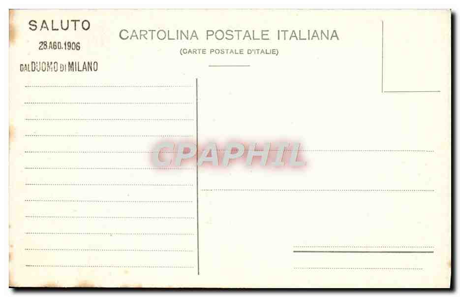 CPA Milano Il Duomo — Rückseite