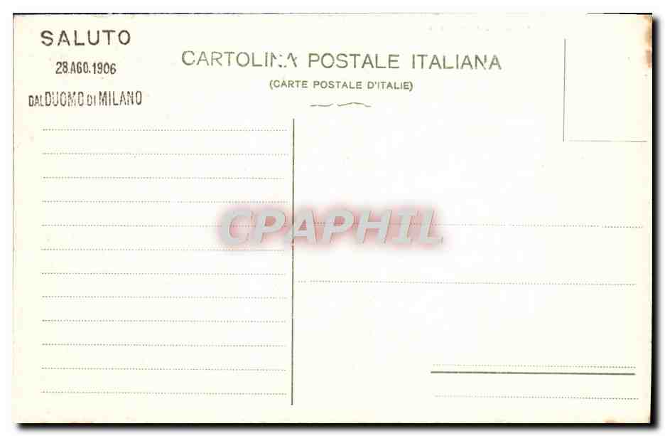 CPA Milano Saluti dal Duomo  — Rückseite