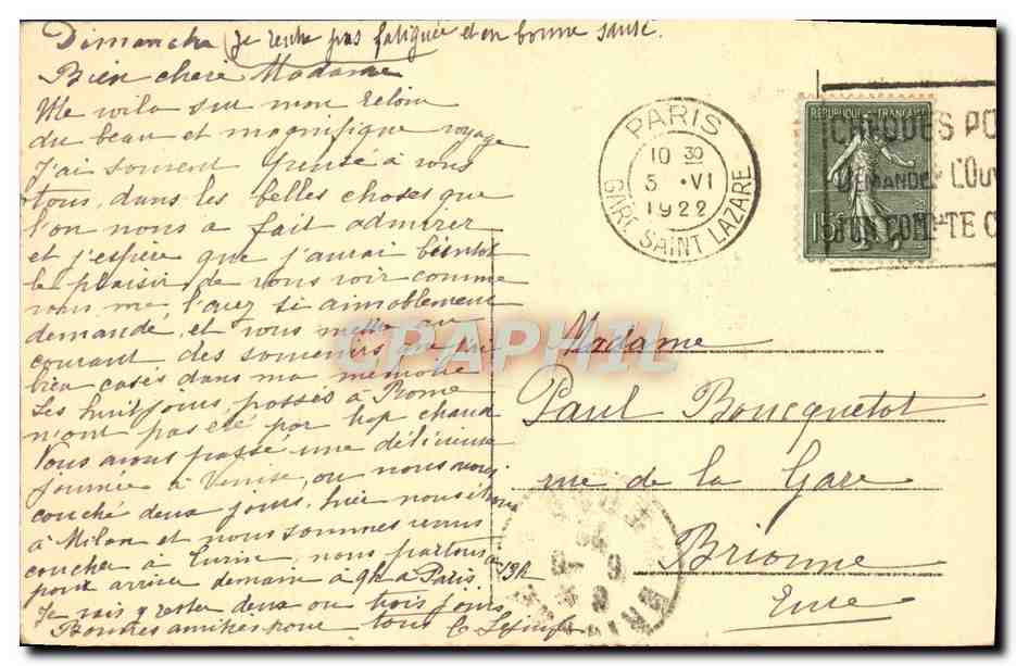 CPA Milon Largo Cairoli e Monumento a Garibaldi — Rückseite