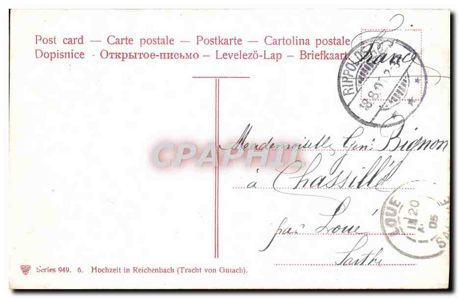 CPA Gruss aus dem Schwarzald Folklore — Verso