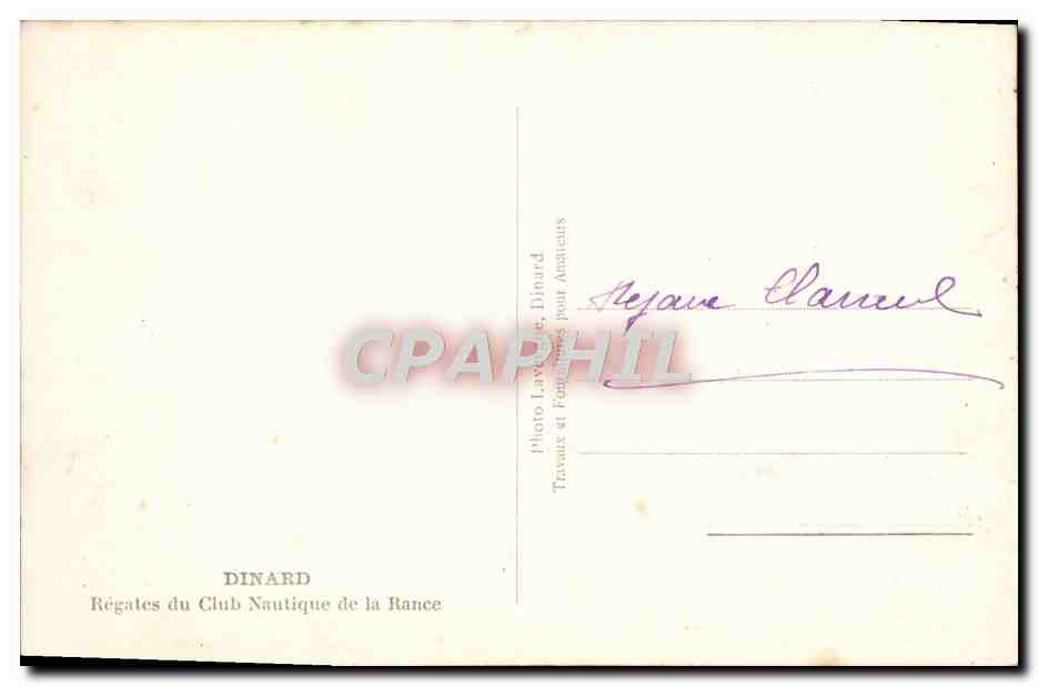 Régates du Club Nautique de la Rance — Dinard — Photo Lavard, Dinard — Verso
