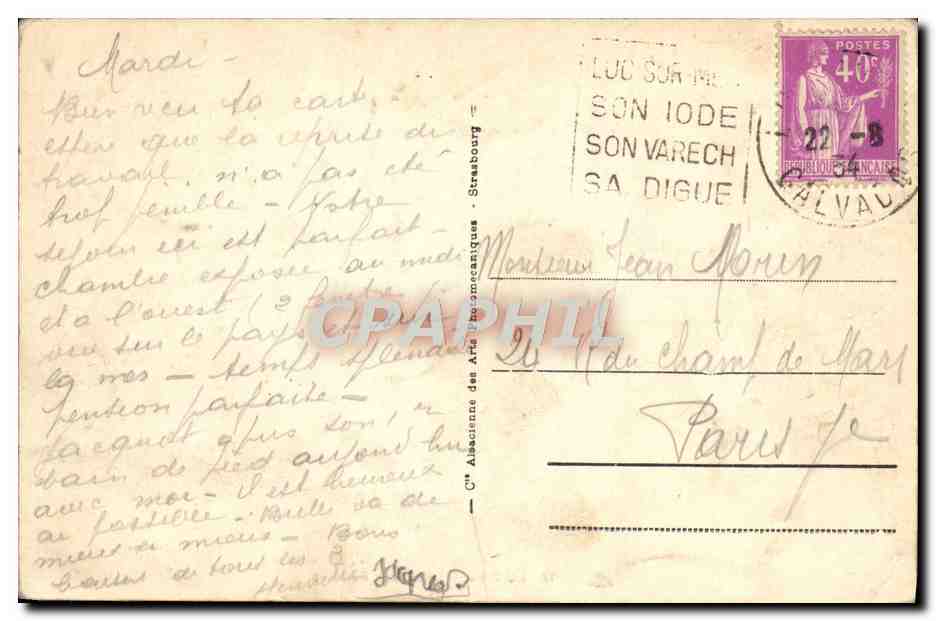CPA Luc sur Mer Les Falaises — Verso