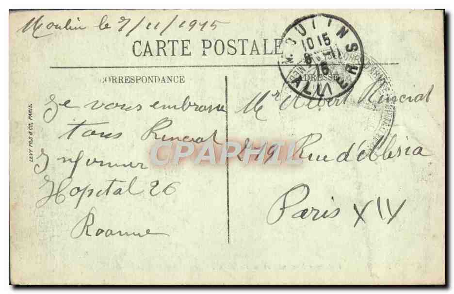CPA Moulins L'Avenue Nationale et la Poste — Verso