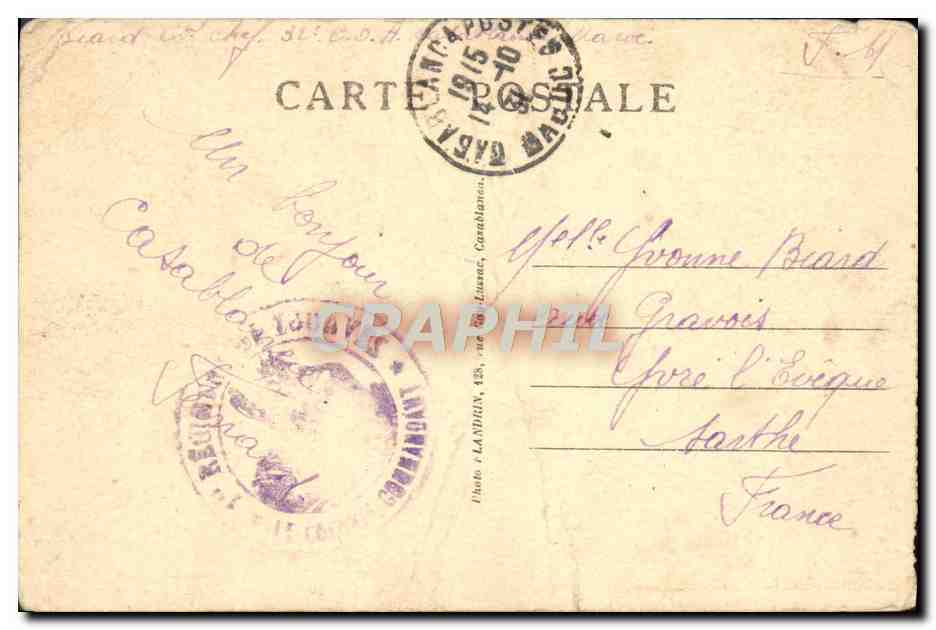 CPA Casablanca Ville Indigene la Maison du Nadir — Verso