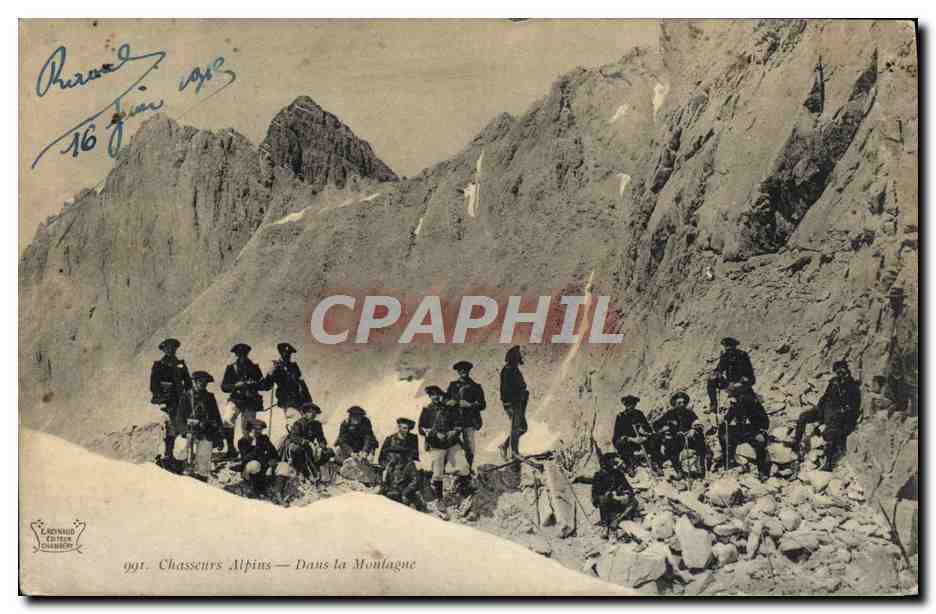 CPA Chasseurs Alpins Dans la montagne Militaria