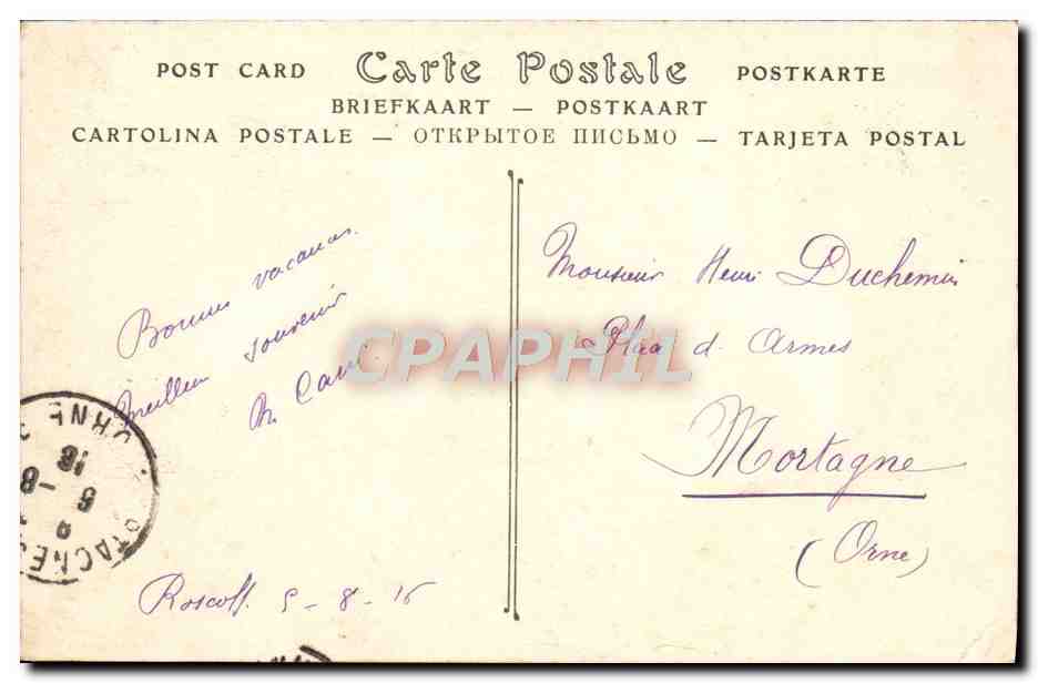 CPA Roscoff Mer furieuse aux Brisants de l'ile de Batz — Rückseite
