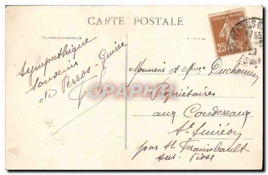 TREGASTEL (C.-du-N.) — Les Hôtels et Villas de la Plage vus du Petit Gouffre — Edition de l'Hôtel Beau-Séjour, Trégastel — Rückseite