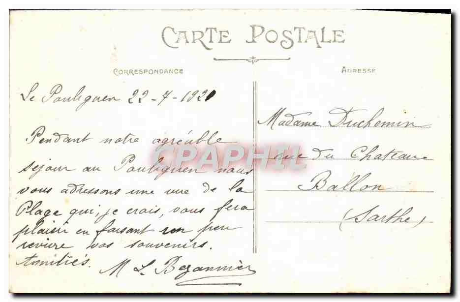 CPA Le Pouliguen La Plage  — Rückseite