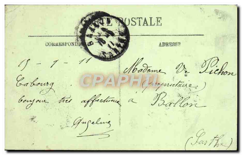 CPA Cabourg Le Grand Hotel et la Digue — Rückseite