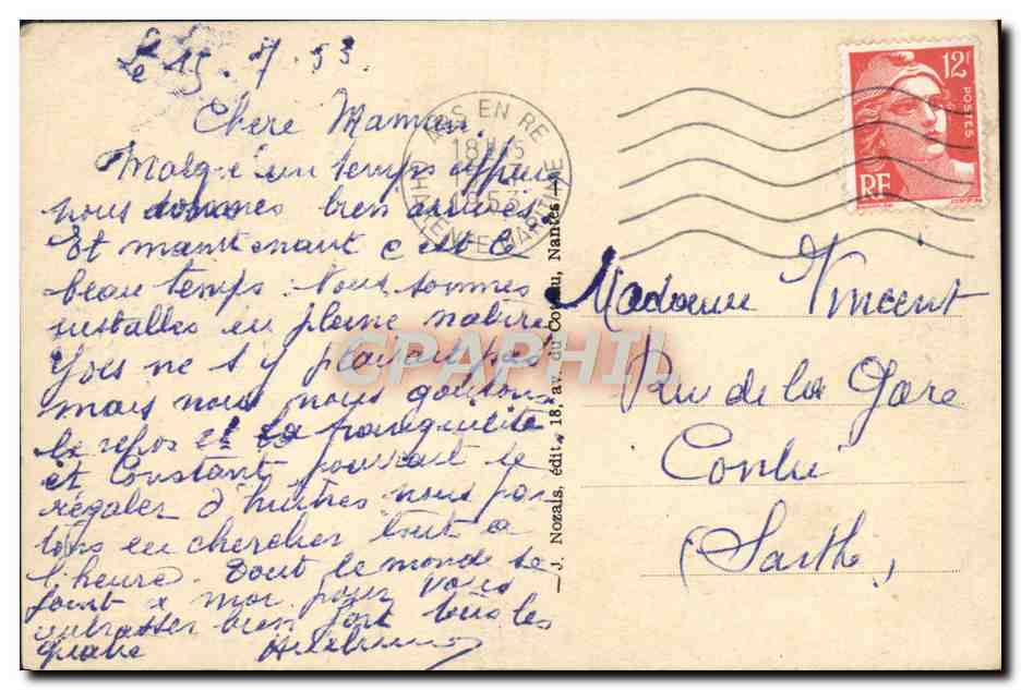 CPA Ars Ile De re La Plage — Verso
