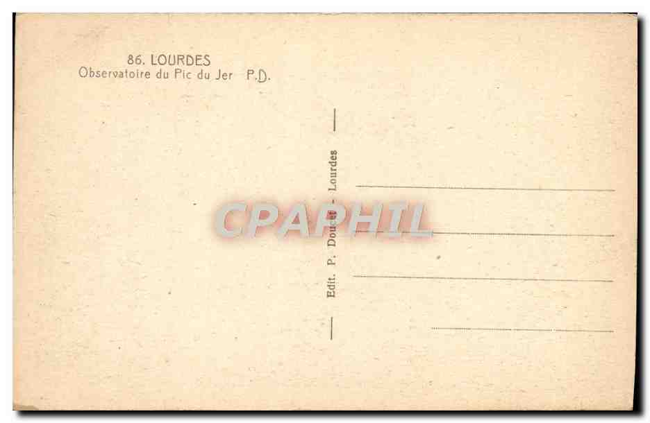 CPA Lourdes Observatoire du Pic du Jer — Verso