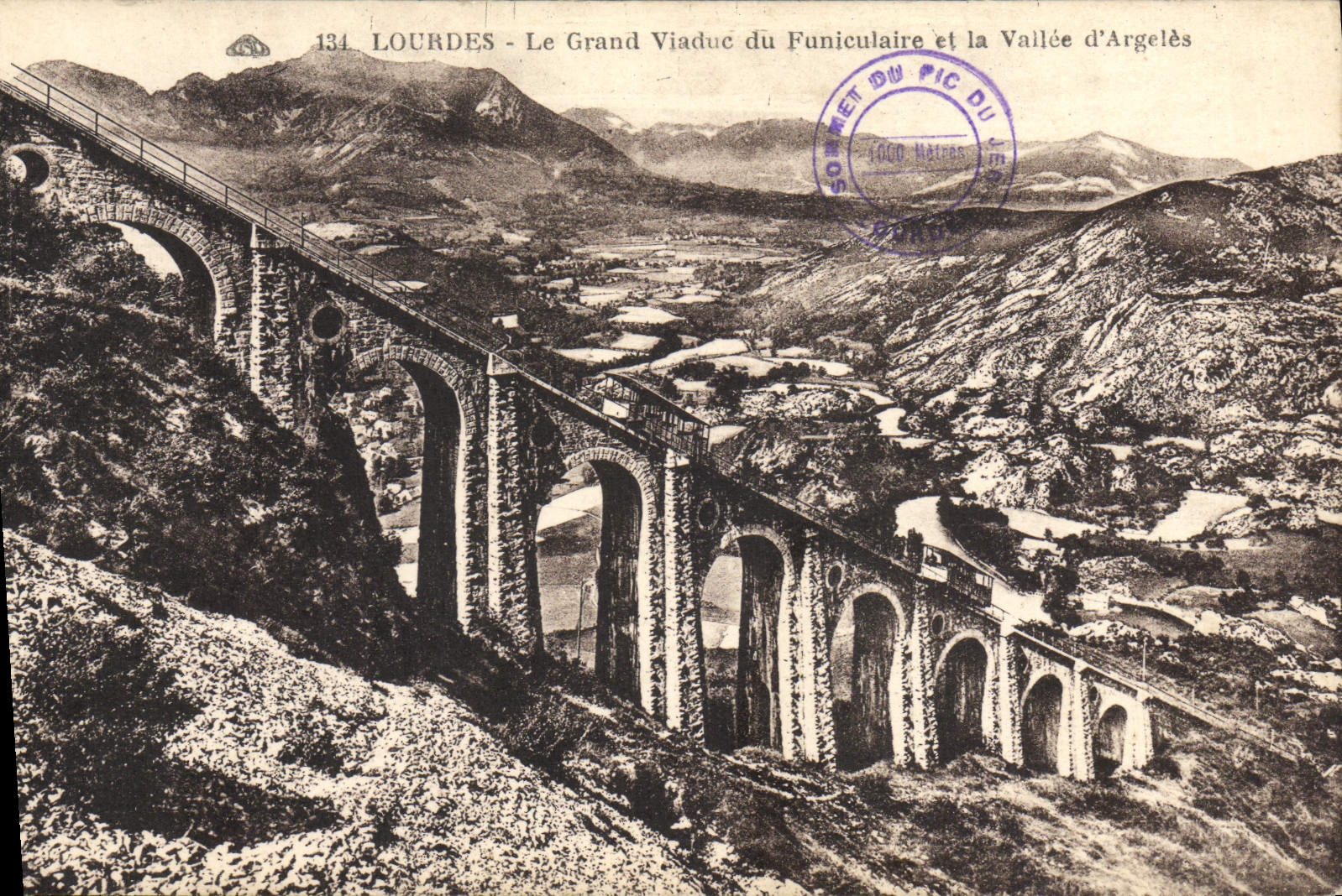CPA Lourdes Le Grand Viaduc du Funiculaire et la Vallee d'Argeles