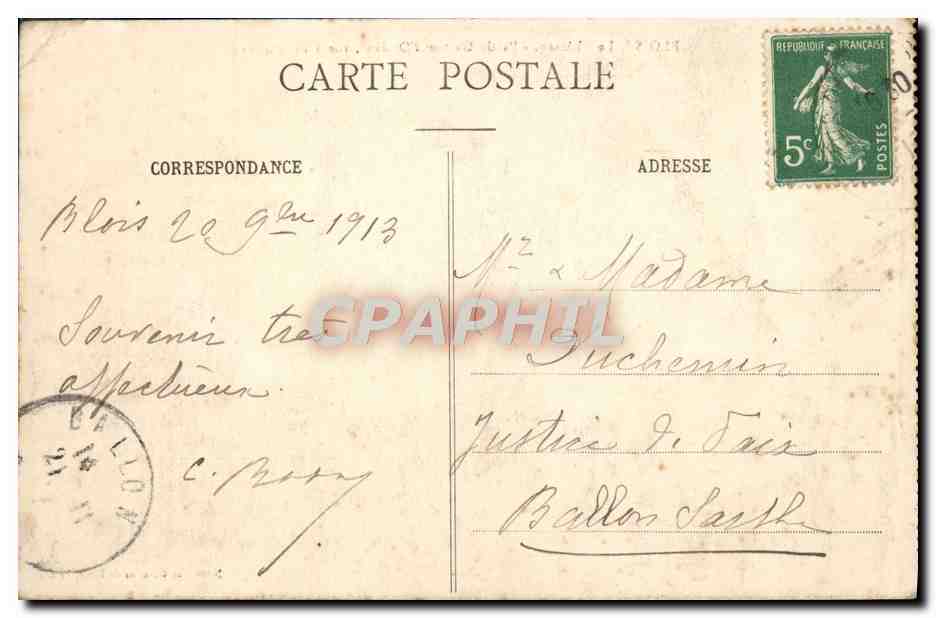CPA Blois Le Chateau Partie Gaston d'Orleans Vue a Vol d'oiseau — Back
