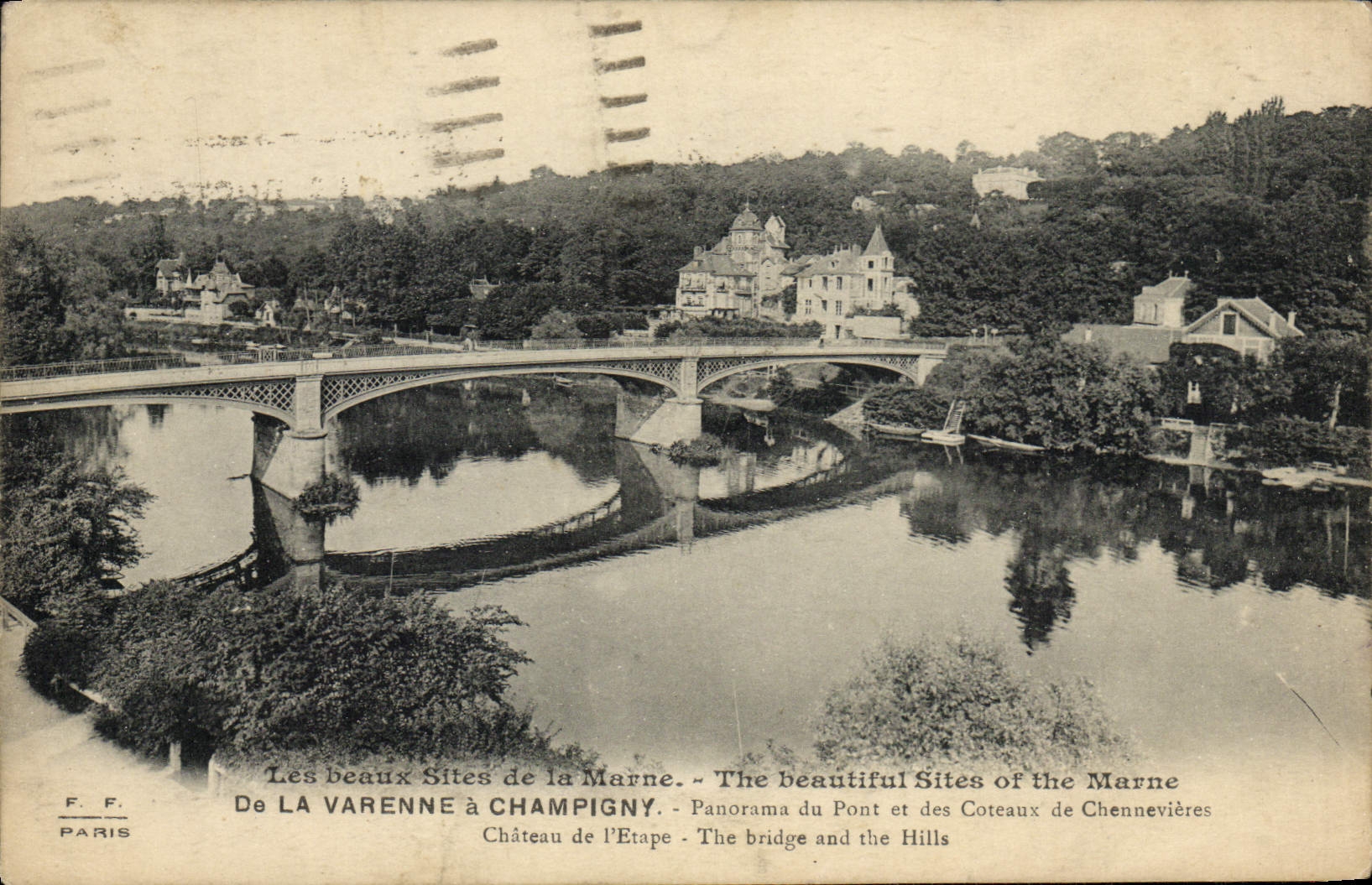 Les beaux Sites de la Marne - De LA VARENNE à CHAMPIGNY - Le pont et les collines - F. F. PARIS