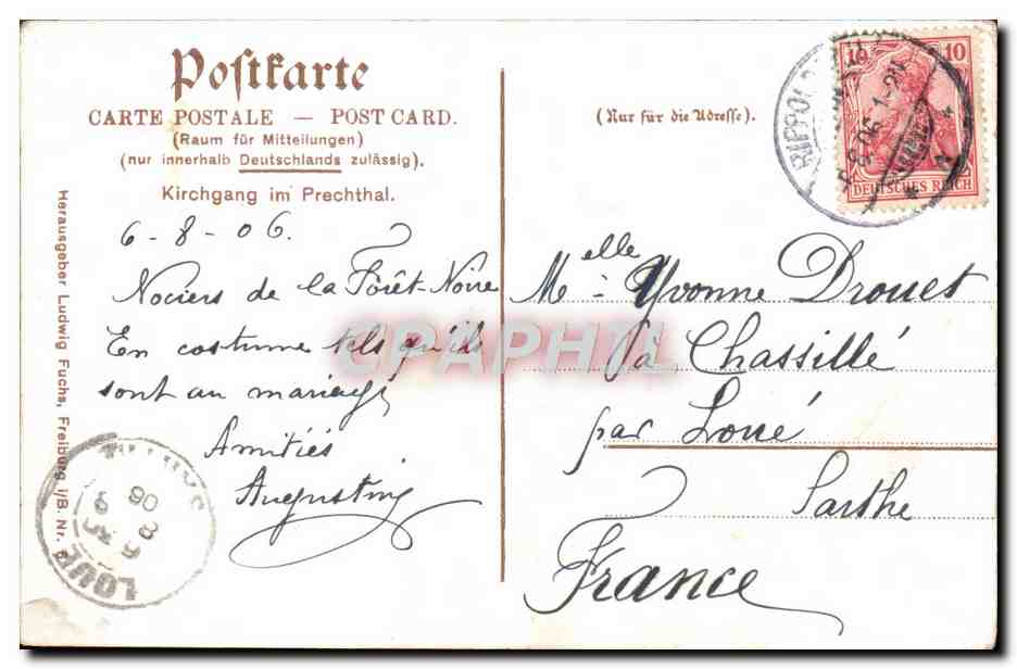 CPA Kirchgang im Prechthal Folklore — Verso
