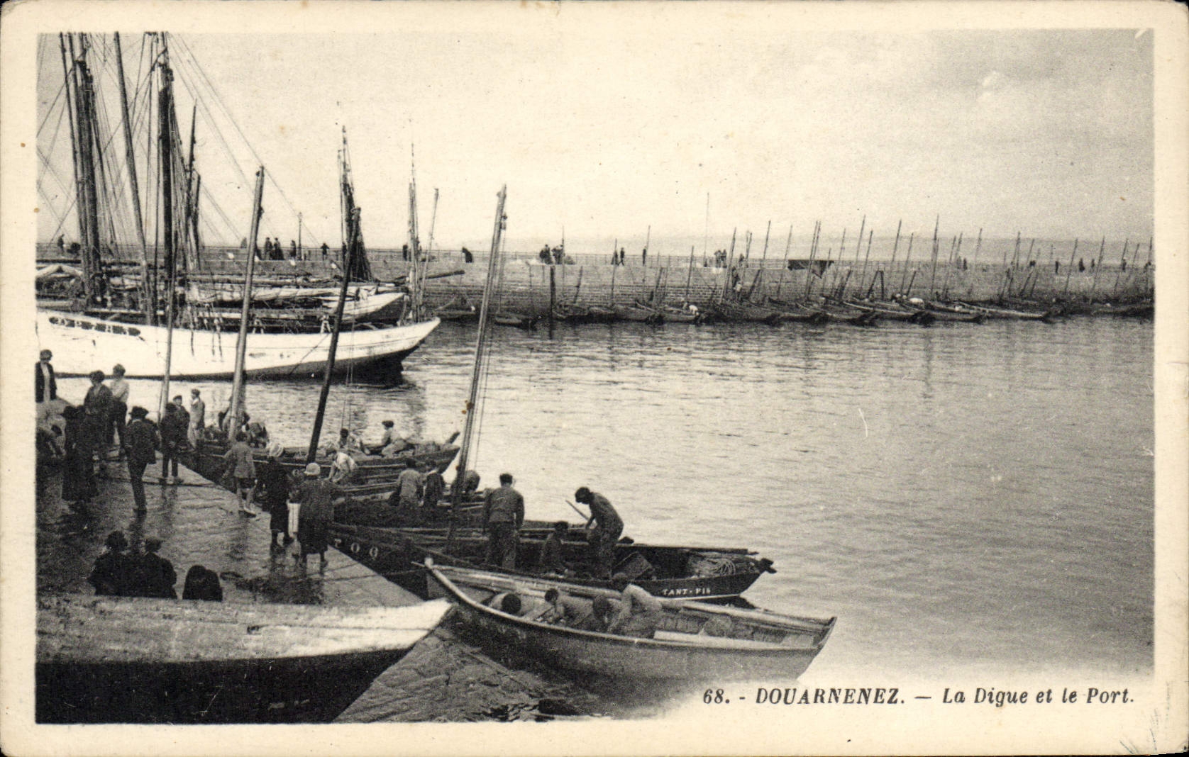 CPA Douarnenez La Digue et le Port Bateaux