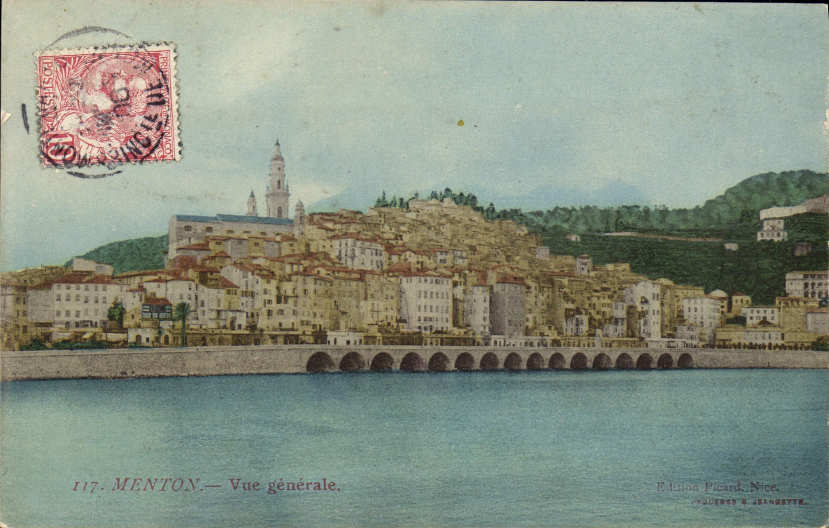CPA Menton Vue Generale Timbre Monaco