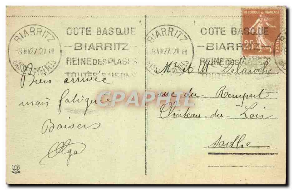 CPA Biarritz Soleil couchant — Rückseite