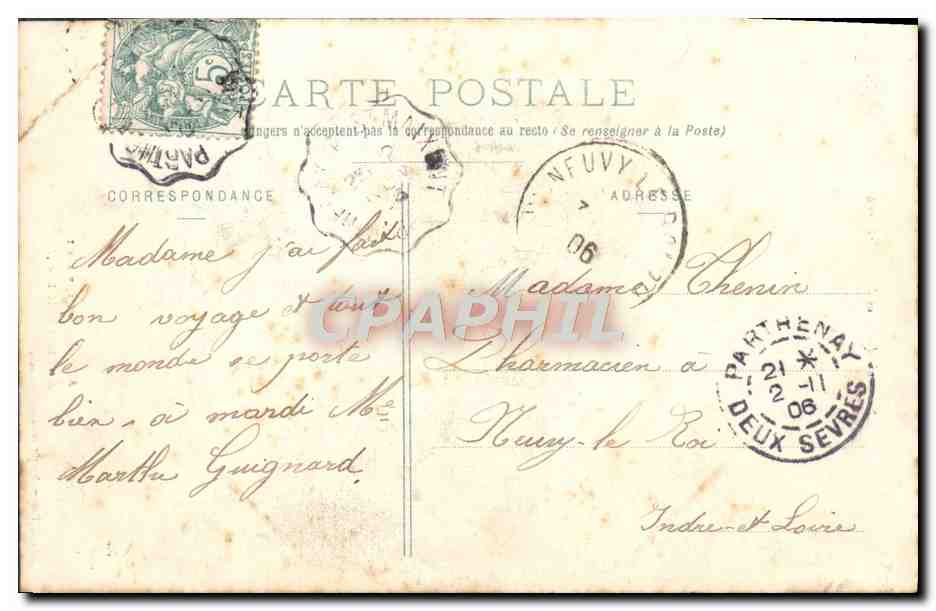 CPA Souvenir des Fetes de Charite 1906 Parthenay Folklore — Rückseite
