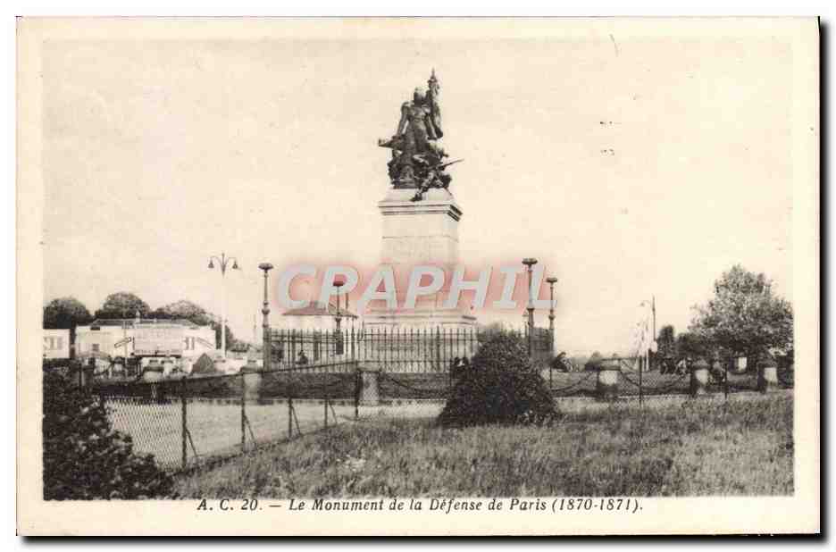 CPA Le Monument de la Defense de Paris 1870 1871 Militaria