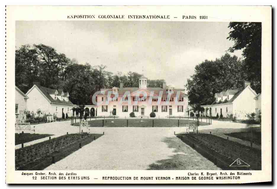 Reproducción de Mount Vernon - Casa de George Washington — Exposición Colonial Internacional, París 1931 — Sección de Estados Unidos