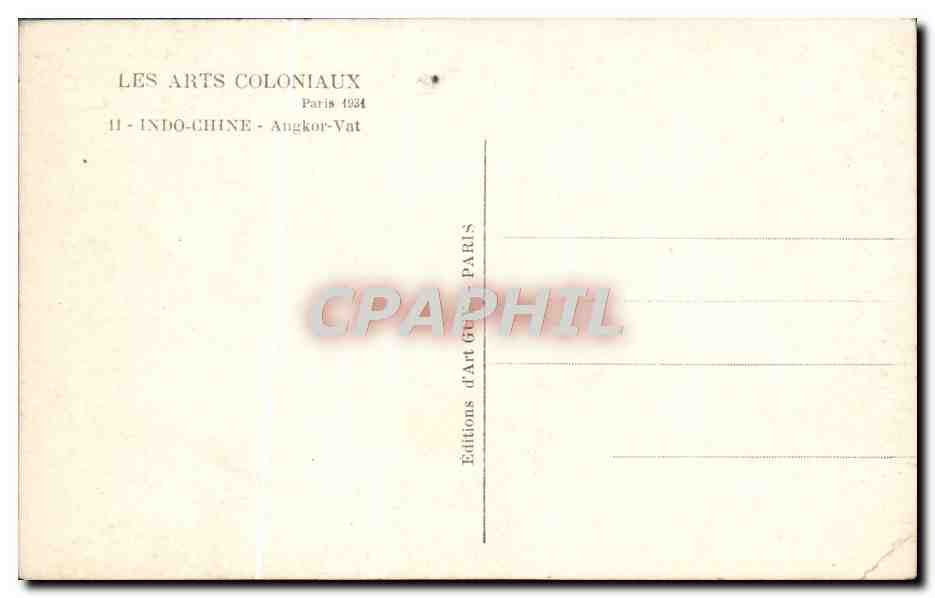 CPA Exposition Coloniale Internationale Paris Indochine Angkor Vat — Rückseite