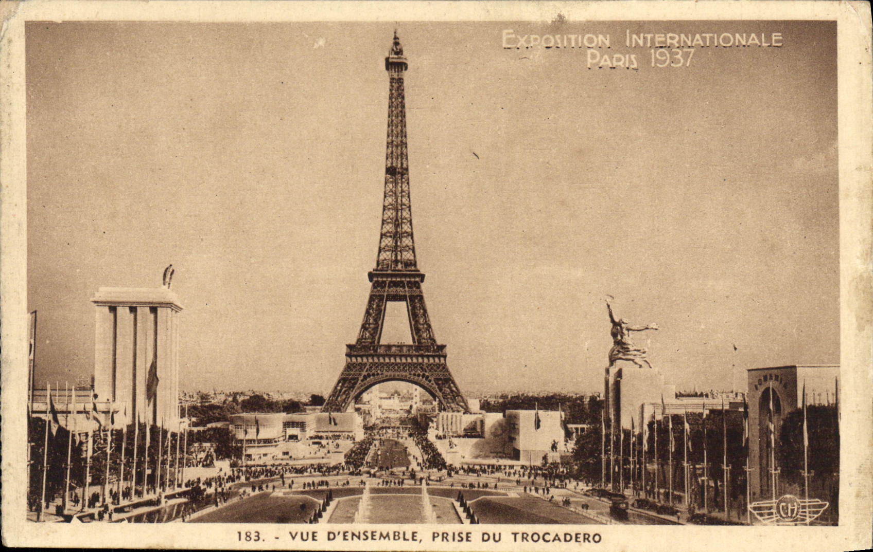 CPA Exposition Internationale Paris 1937 Vue d'ensemble prise du Trocadero Tour Eiffel
