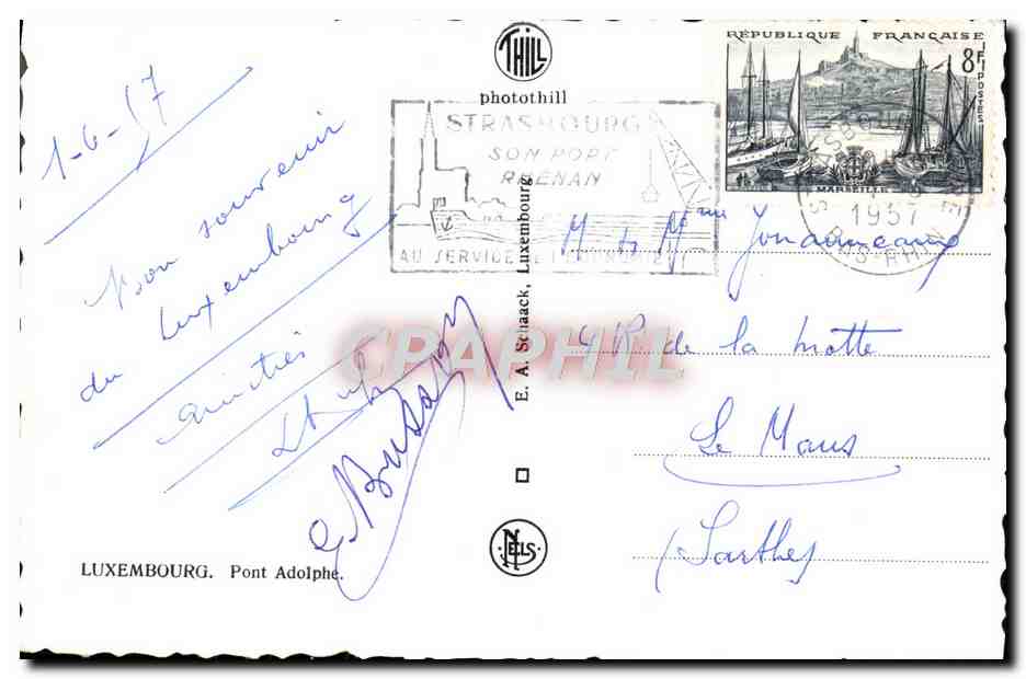 CPM Luxembourg Pont Adolphe — Verso